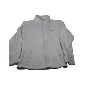 North Face Fleece Jacket Womens Large White Full Zip Outdoor Winter Coat Warm
